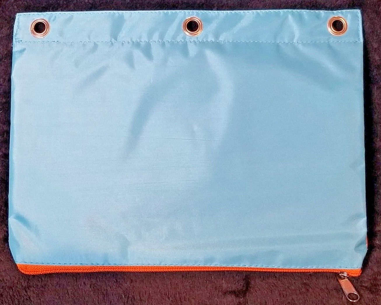 BAE Pencil Pouch Case Blue Orange 3 Ring Binder Pen Zipper Cosmetic Makeup Bag