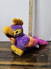 Vintage T.L. Toys 1991 Talking Parrot Plush Purple Yellow Orange  Pink