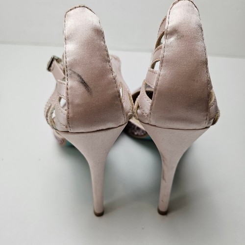 Betsey Johnson Avery Glitter & Satin Ankle Strap Pumps 7.5 Blush Heels - Picture 7 of 13