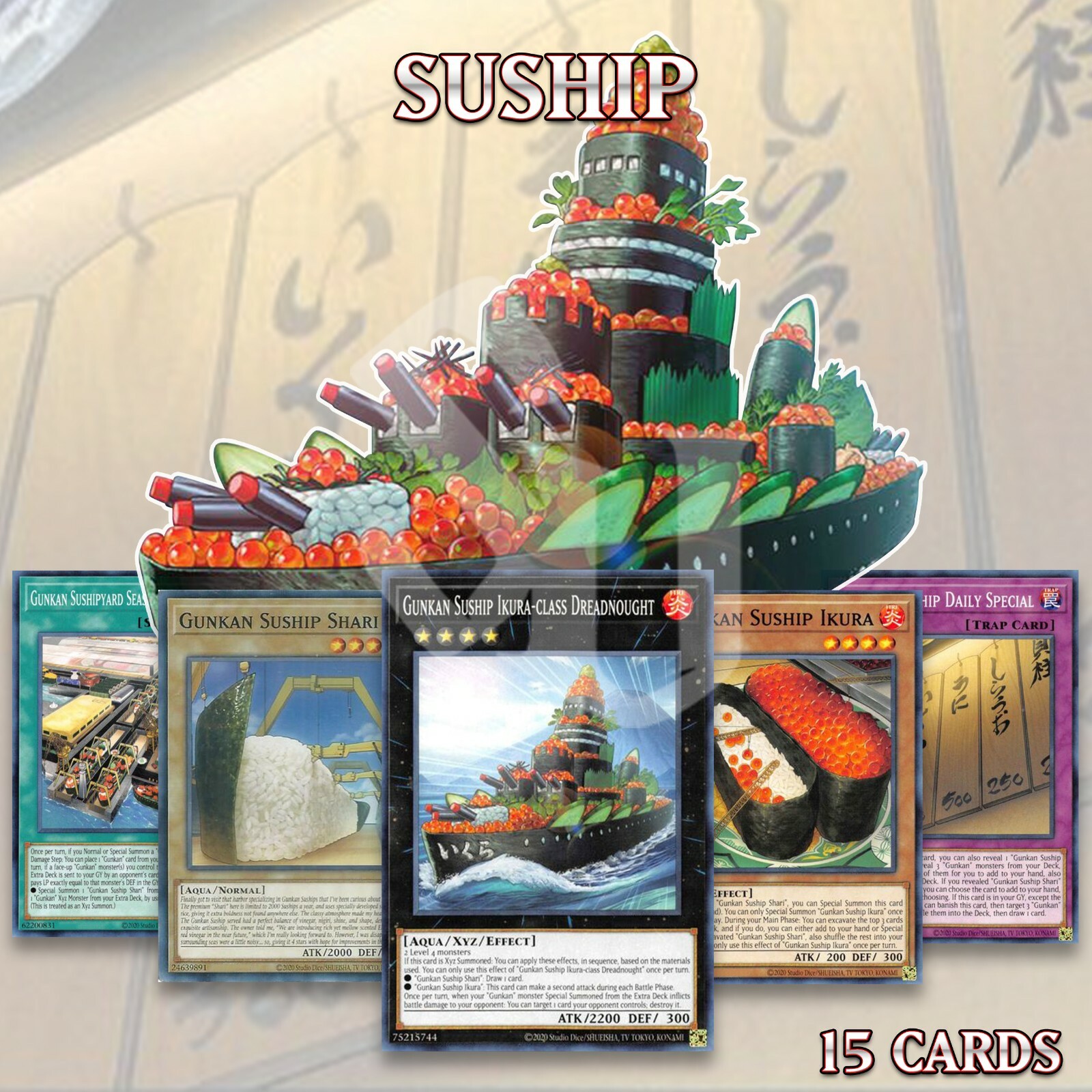 Shark Scale Deck Set Complete Custom Yu-Gi-Oh! Deck  Gunkan Suship Xyz Deck  With 40 Main & 10 Extra Cards Ready To Play Yugioh Deck