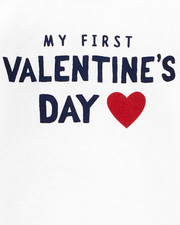 NEW Carter's My First Valentine's Day 1 Pc Bodysuit long sleeve white NB or 3M