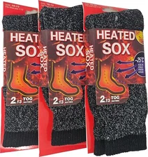 Men Heated Socks Winter Warm Thermal Boots Heavy Duty Marled Sox Size 10-13 NEW