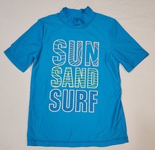 OSHKOSH B'GOSH Boy Turquoise Rashguard Short Sleeve Sun Sand Surf Size 8