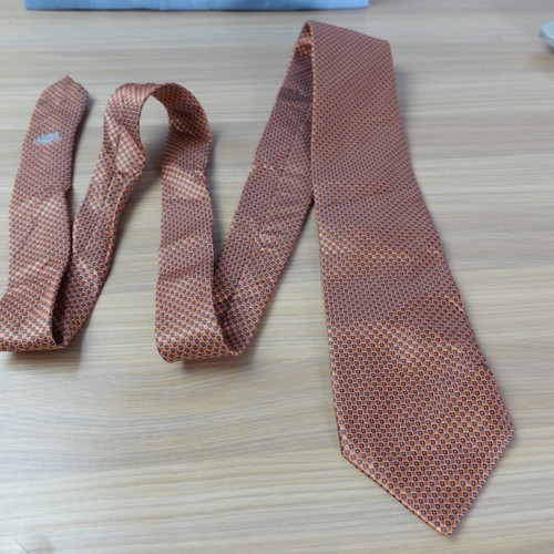 Countess Mara Neck Tie Mens Orange Solid Silk Formal Grenadine Bright Crown Logo - Picture 4 of 10