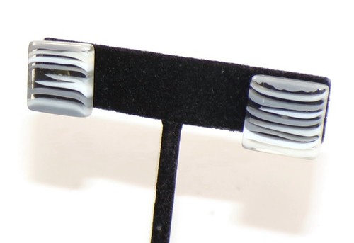 Sobral Retired Pop Art Quadradinhos Gray Programado Artist Made Post Earrings - Picture 6 of 7