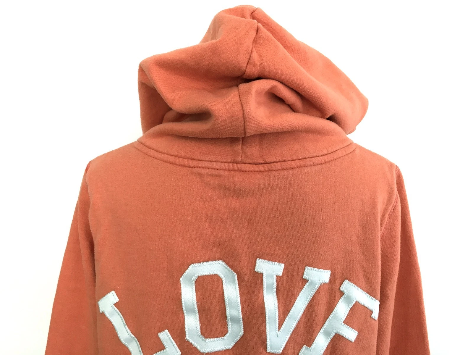 UNDERCOVER Victoria's Secret ROSA Pullover Felpa con Cappuccio Arancione e Bianco Tenuto Taglia M