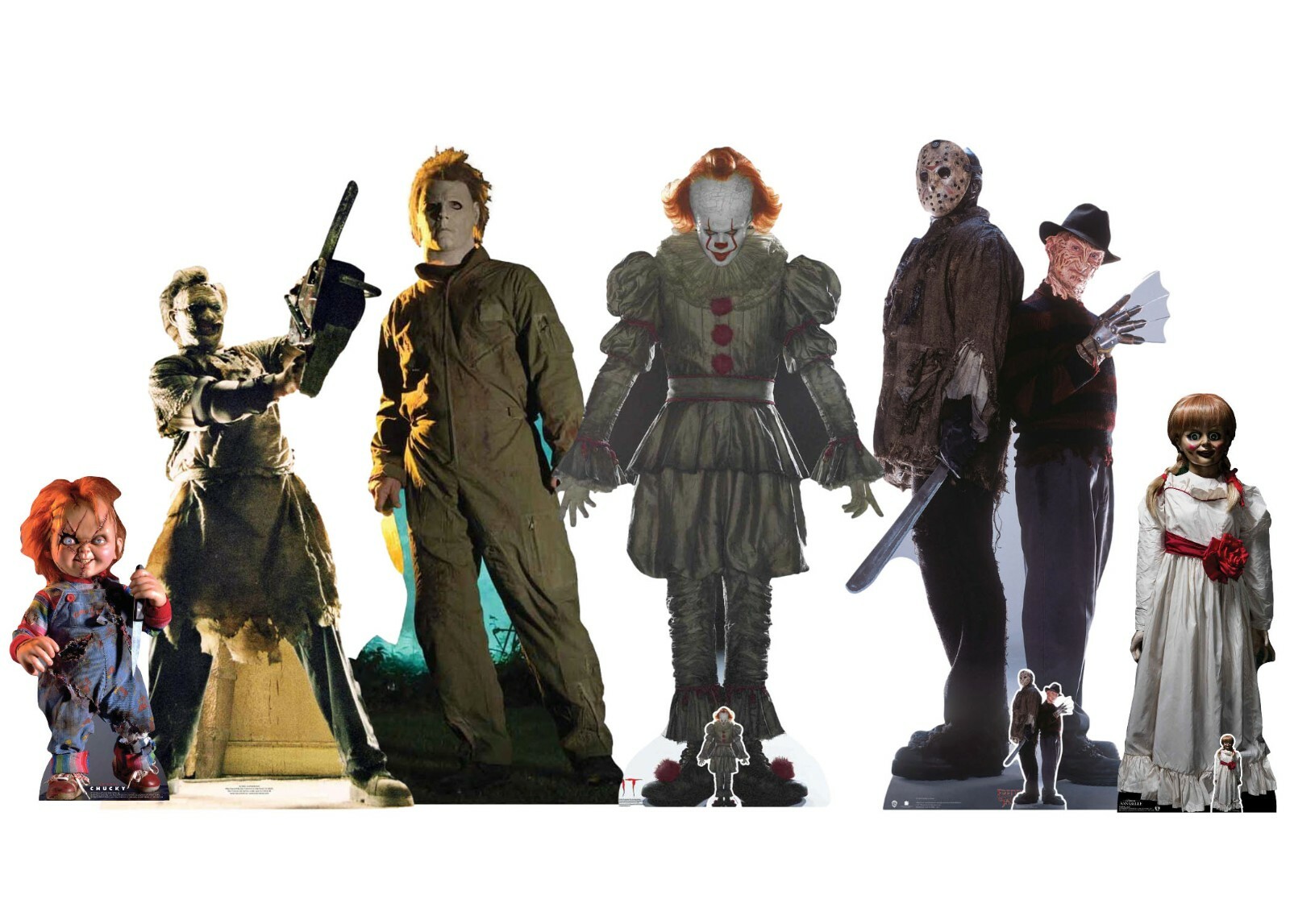 Icons of Horror Cardboard Cutouts Set of 6 with Freddy, Jason and Chucky Standee