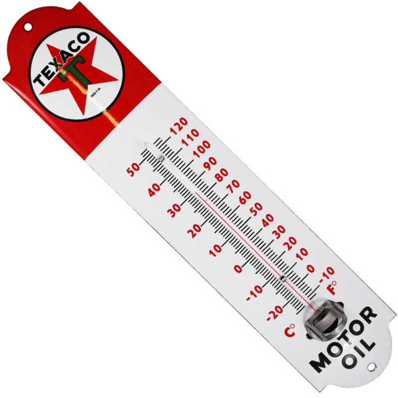 Thermomètre émaillé bombé de collection TEXACO 30cm le cadeau idéal pour passionné auto