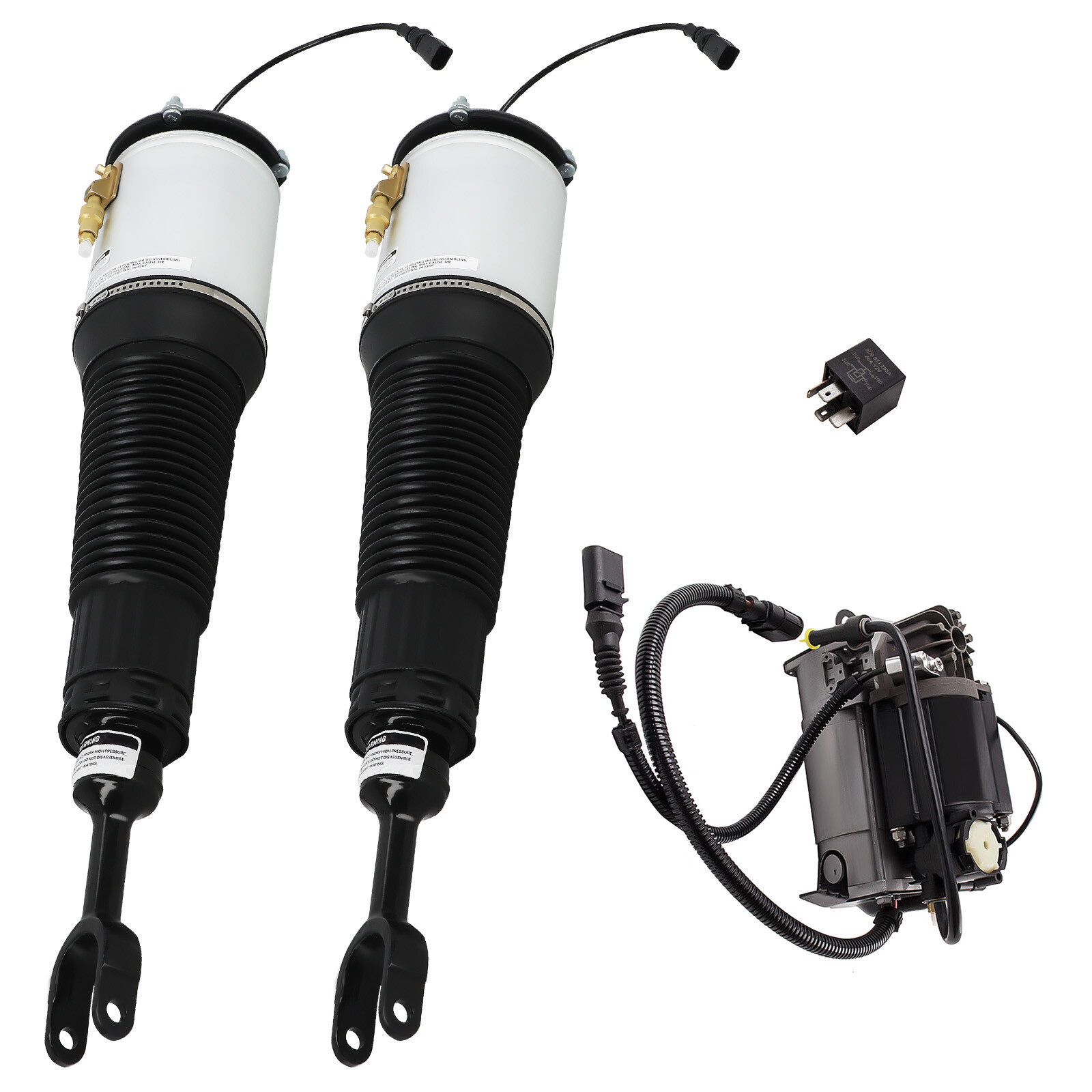 Front Pair Air Suspension Shock Strut + Compressor for Audi A8/S8 Quattro D3