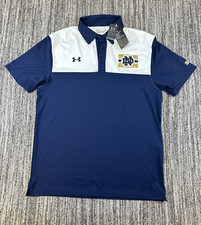 Notre Dame Under Armour Polo Shirt Mens M NCAA Fighting Irish Color Blue White