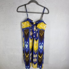 Tory Burch Y2K Babydoll Dress Sz 6 Ikat Printed Silk Strapless Optional Straps