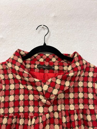 Retro Hazel Red & Cream Checkered Coat Women’s XS #98076 - Picture 5 of 9