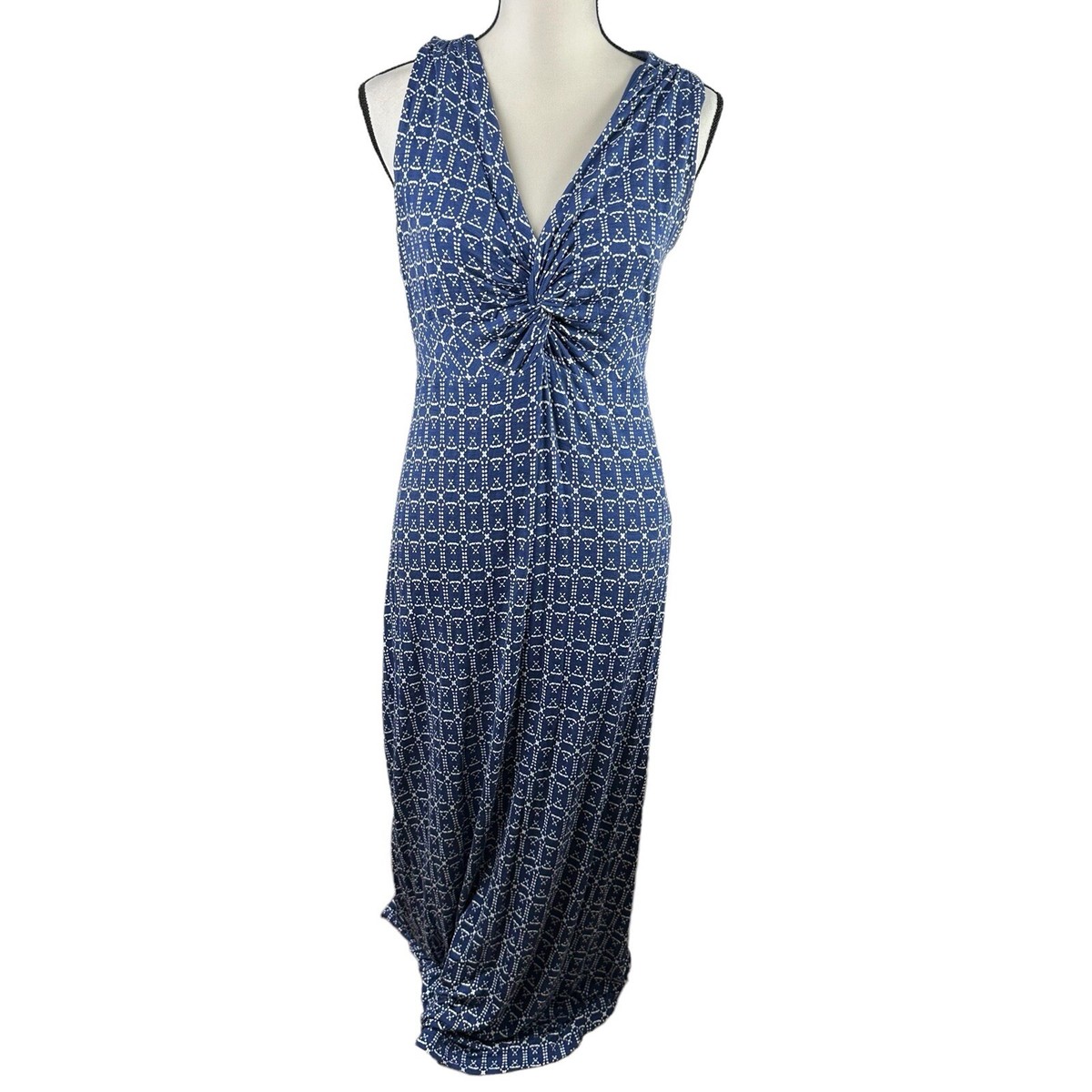 Anthropologie Maeve Dress Womens Large Maxi Camilla Blue White Sleeveless Summer Anthropologie Maeve Dress Womens Large Maxi Camilla Blue White Sleeveless Summer