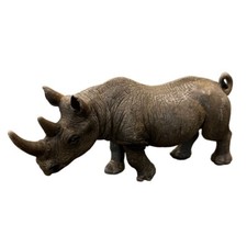 2008 Schleich 6.5" Gray African Black Rhino Rhinoceros Animal Action Figure