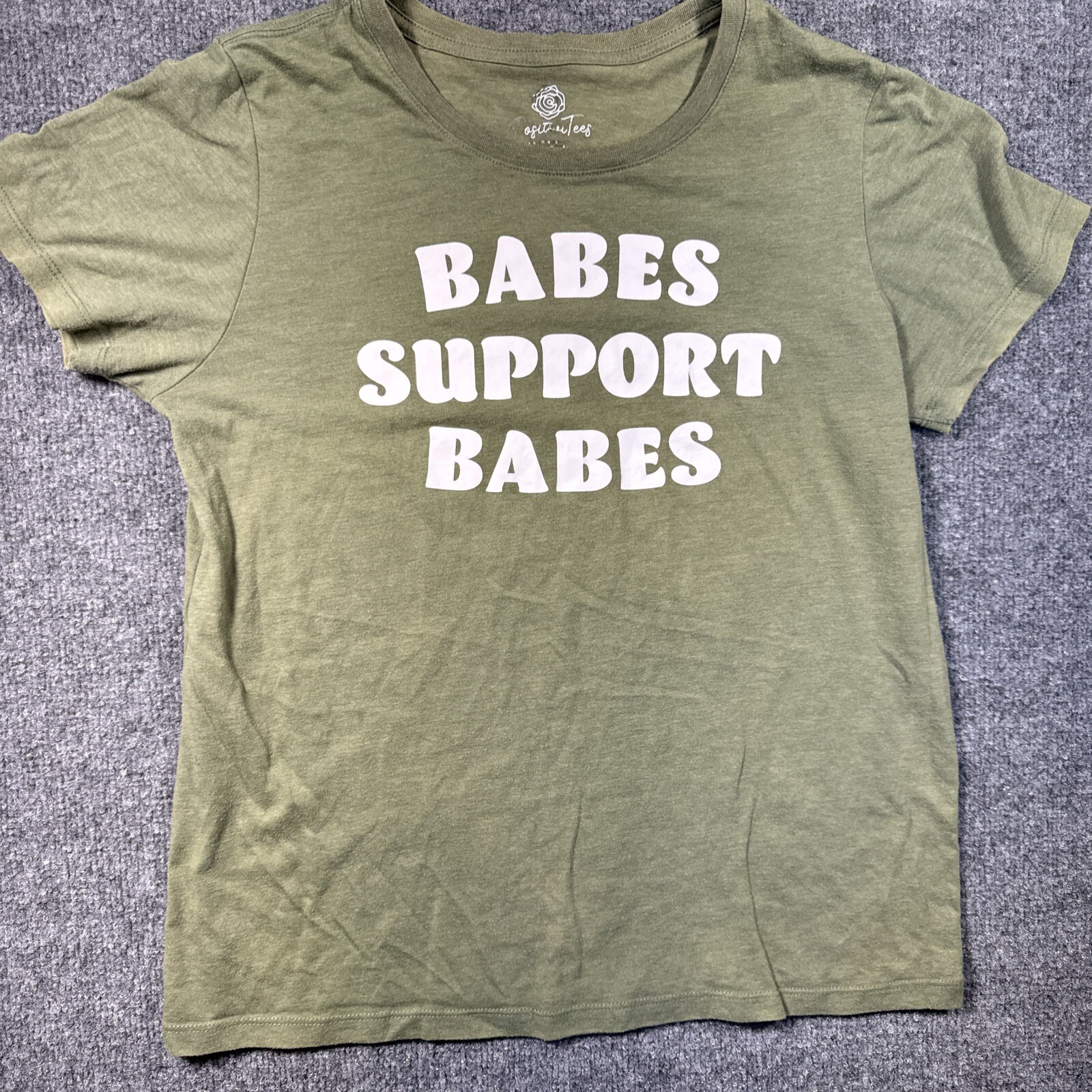 Positive Tees Womens Med Green Babes Support Babes Funnytee Outdoor Hiking Camp