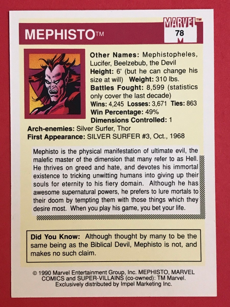PSA10 1990 Marvel Mephisto マーベル スパイダーマン PSA10 1990 Marvel Mephisto マーベル スパイダーマン
