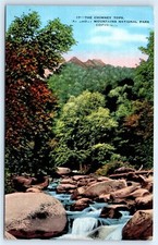 Postcard TN Chimney Tops Great Smoky Mountains National Park Linen H1