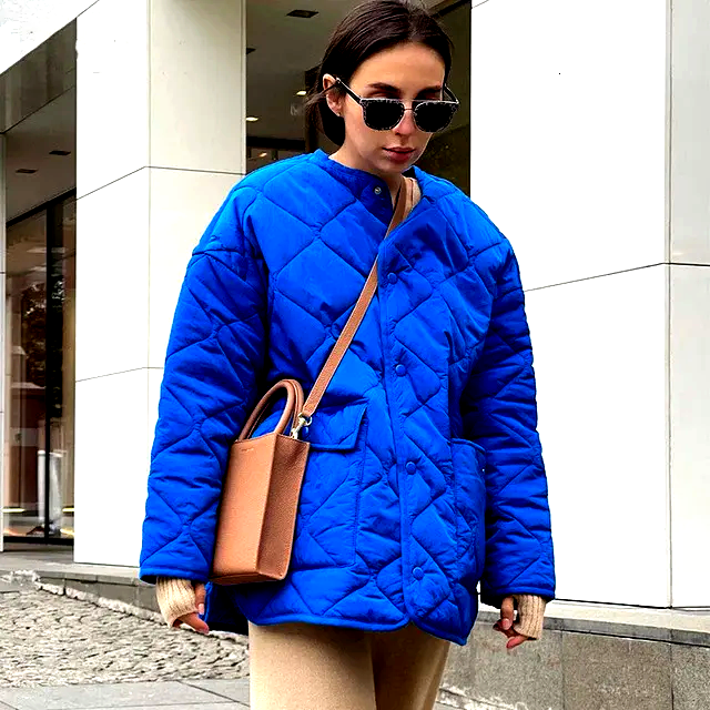 NWT ZARA QUILTED ROYAL BLUE PUFFER PARKA JACKET | eBay