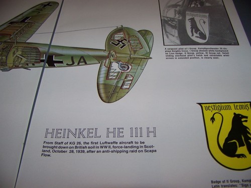 VINTAGE..HIENKEL HE 111 H..2-PAGE COLOR CUTAWAY PROFILE..RARE! (835H) - Picture 3 of 3