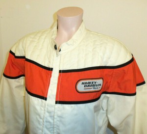 Harley-Davidson-jacket-L-cafe-racer-biker-motorcycle-racing-stripe-white-womens