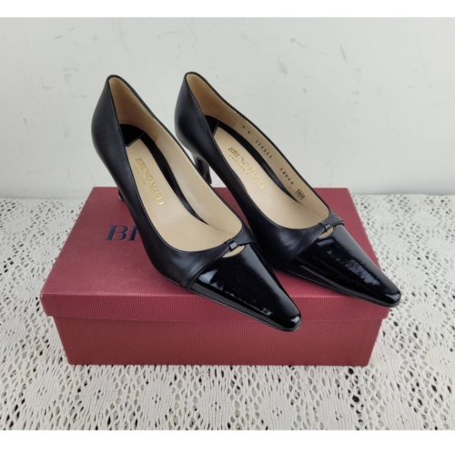 NEW Bruno Magli Peonia Black Genuine Leather Pointed Heels Shoes US Women Size 8 - Picture 1 of 11