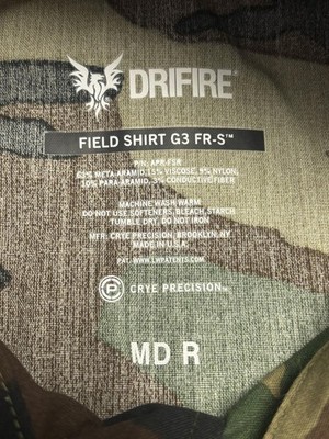 Crye Precision Field Shirt G3 FR-S DRIFIRE Medium/Regular Nato