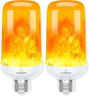 Hudson LED Flame Effect Bulbs 2-Pack E26/E27 Orange Flicker 4-Mode Halloween