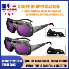 2Pc Auto Darkening Welder Welding Glasses Goggles Mask Safety Automatic Dimming