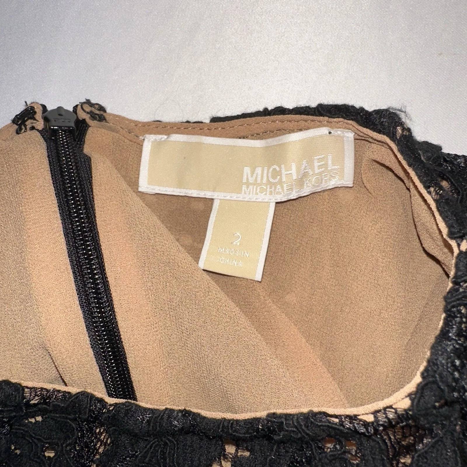 MICHAEL KORS abito donna media lunghezza manica lunga pizzo nero taglia 2
