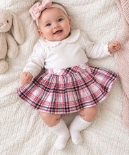 Janie and Jack Baby Girl Pink Plaid Pleated Skirt Fully Lined Sz 3  6 Months