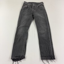 Levis 501 Jeans Mens 30x31 Gray Classic Straight Distressed Denim Pants