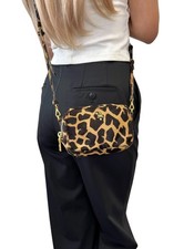 PRADA Vintage Logo Pony Hair Giraffe Crossbody Mini Bag Camel Brown Calf Hair