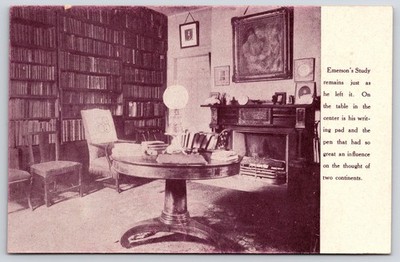 Emerson's Study Room Table In The Center Writing Pad In Pen Bookshelves Postcard