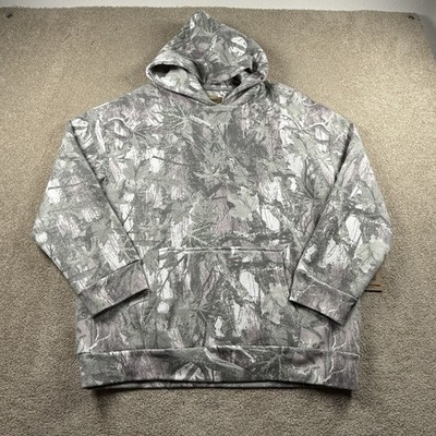 Broken Threads  Hoodie Large Camo Gray Pink Long Sleeve Kangaroo Pocket