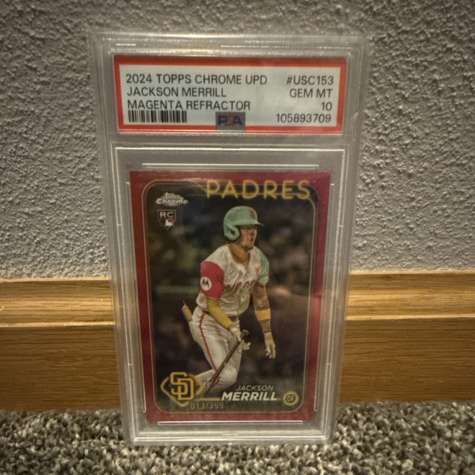 2024 Topps Chrome Update Jackson Merrill RC #USC153 Magenta /399 PSA 10