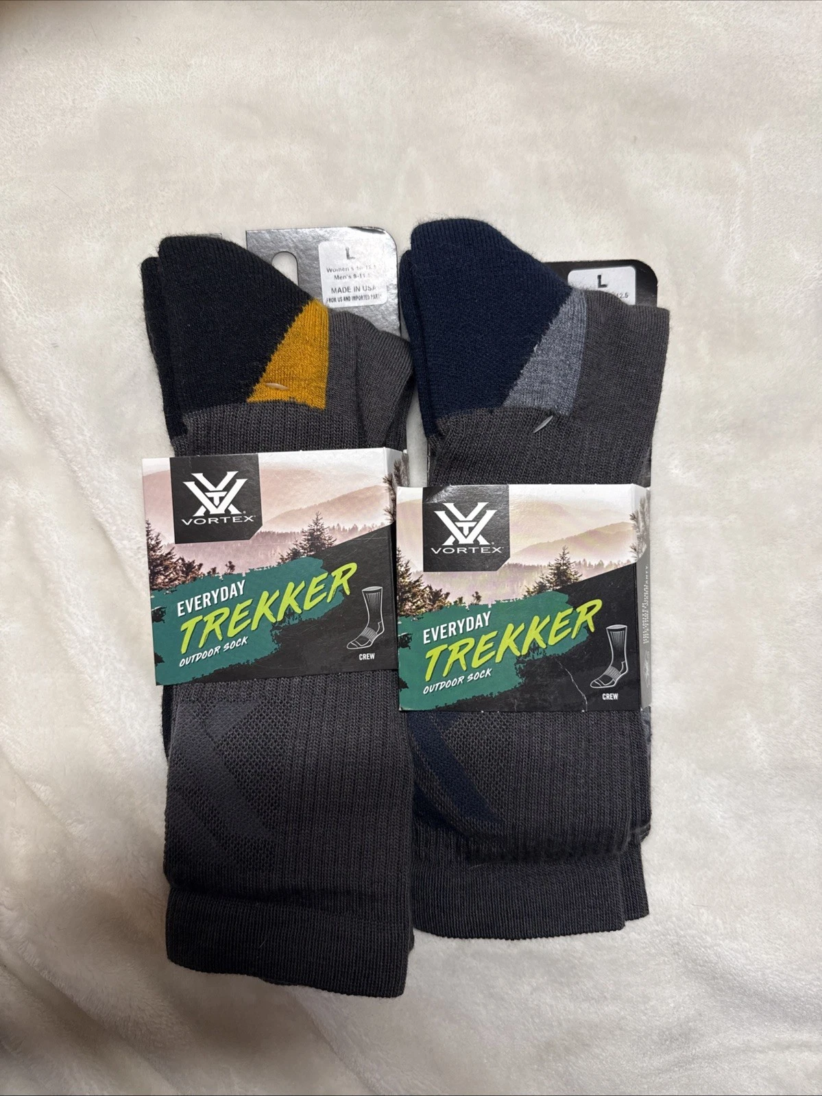Vortex Everyday Trekker Outdoor Socks Merino Wool Blend Large 2 Pair