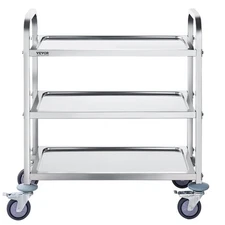 Heavy Duty 3-Tier Cart - 400LB Stainless Steel w/Locking Casters Multi-Purpose