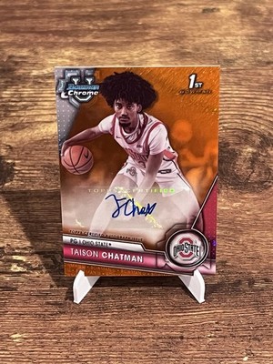 2023-24 Bowman University Chrome- Chrome Prospect Orange Auto Taison Chatman /25