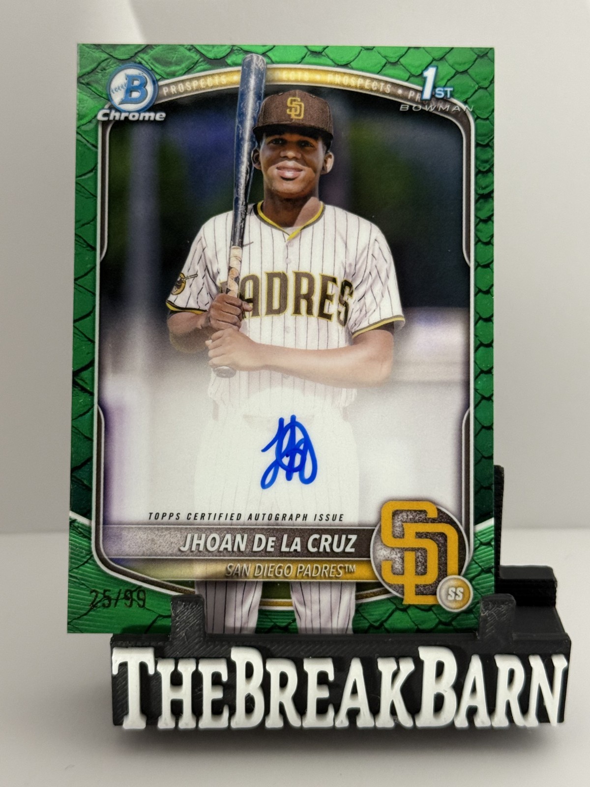 2025 Bowman Chrome GREEN REPTILIAN 1st AUTO JHOAN DE LA CRUZ! /99