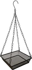 Hanging Bird Feeder Tray Platform Metal Mesh Seed for Feeding Black