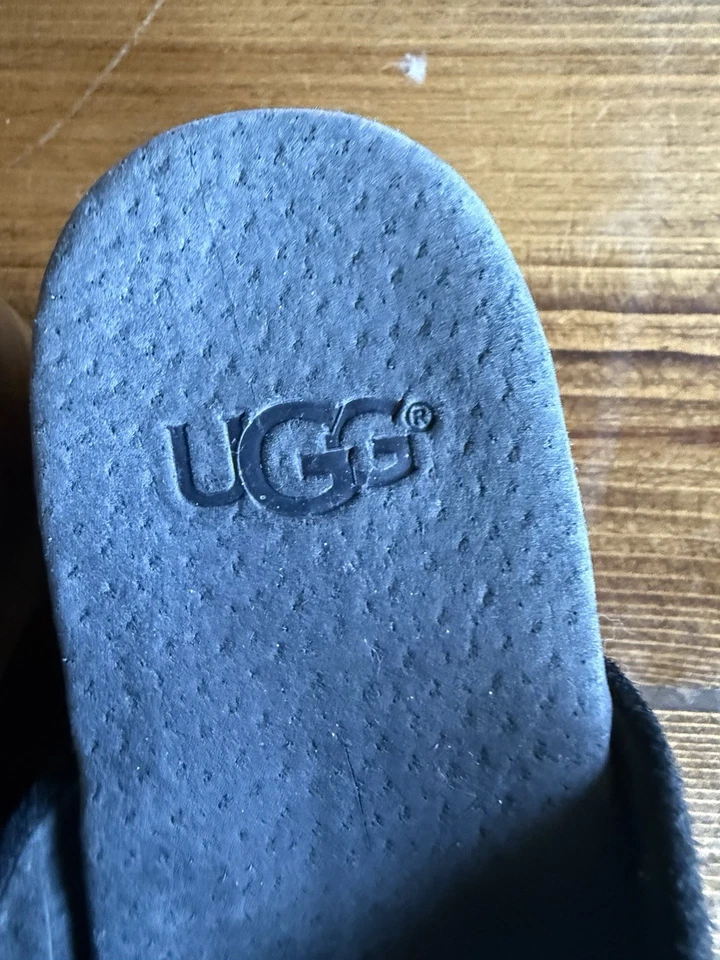 Zuecos de madera Ugg Abbie zapatos negro gamuza tacón talla 2 Foto 3 de 4