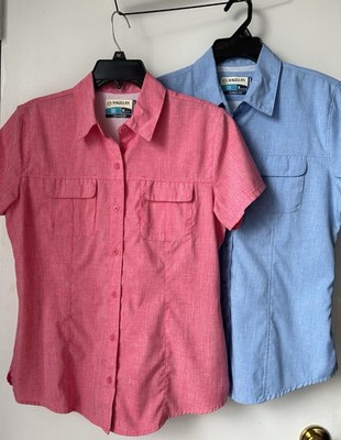 Two Women s Magellan Outdoors Fish Gear Aransas Pass Shirts M Raspberry & Blue