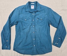 Levi's lightweight western shirt summer men's medium blue green