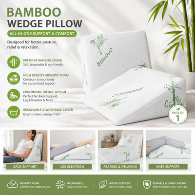 Bambus Memory Foam Keilkissen Bett Stützkissen Rückenlehne Bein Erhöhung Bucht