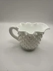 Vintage Fenton ART Hobnail Milk Glass w Ruffled edge Creamer Absolutely Stunning