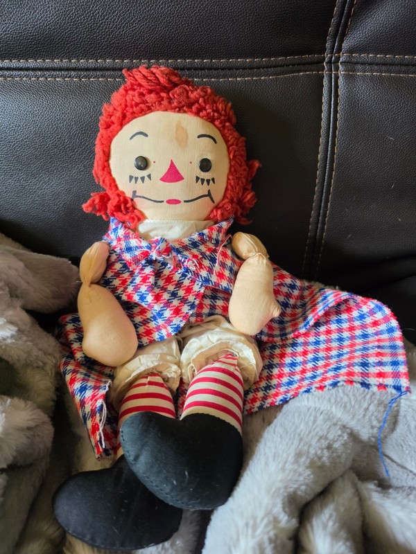 Vintage 1970 Knickerbocker Raggedy Ann Doll 18" I Love You Heart Cloth Toy
