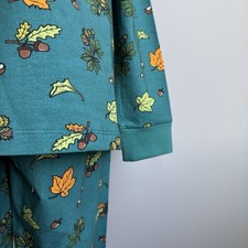 Organic Cotton Teal Pajama Set for Kids with Acorns and Leaves