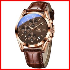 Modern Men's Large Face Water-Resistant Watch - Brown Leather Luxury Timepiece