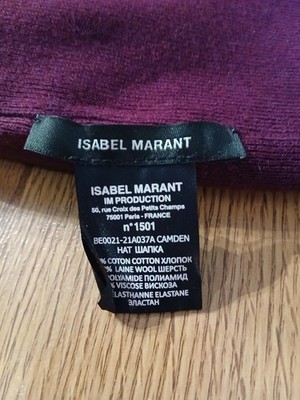 Isabel Marant Camden Striped Logo Beanie Burgundy Cotton  display picture 3