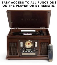 Victrola VTA-600B-ESP 8-in-1 Nostalgic Record Player with Turntable - Espresso